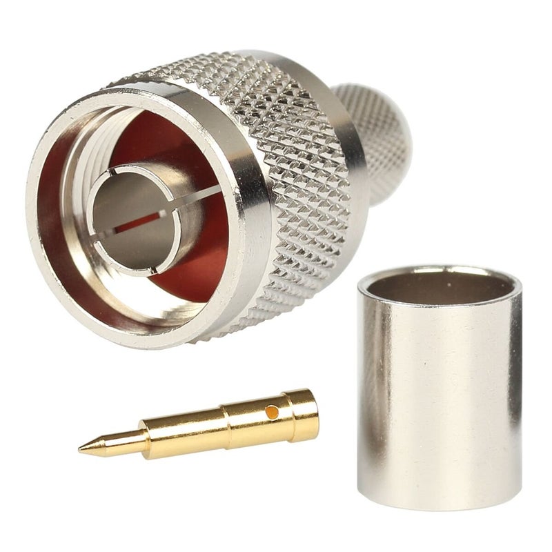 Riotaxy Pack of 10 N Male Plug Crimp Connector 50 ohm for LMR400 Belden 9913 RG8 Nickel Machined Brass Construction (10 Piece N Male for lmr400) - Image 3